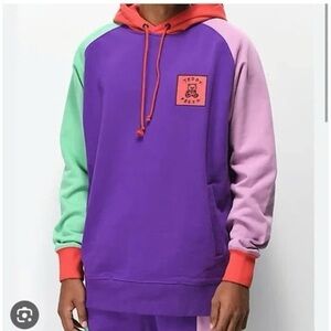 Teddy Fresh Color Block Hoodie Purple Red Mint Pink Patch Logo Streetwear